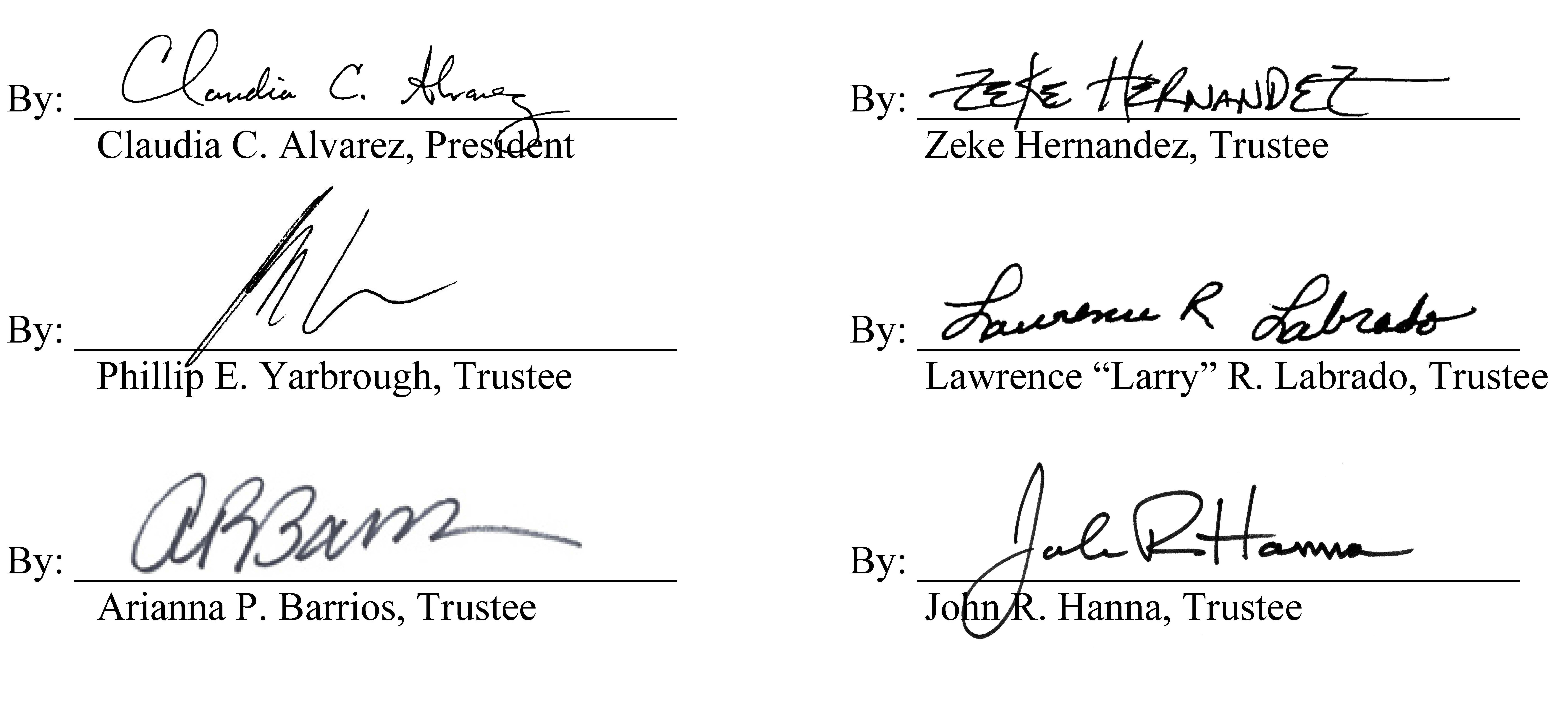 board of trustees signatures